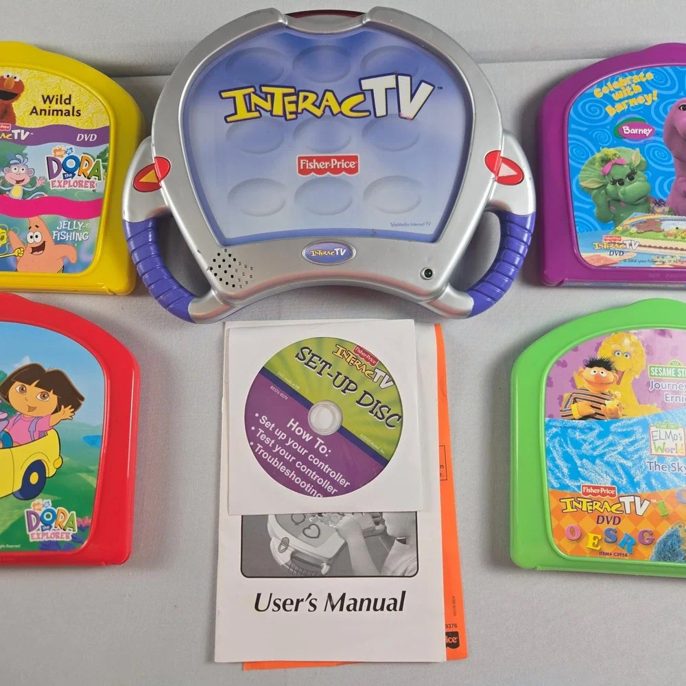 Fisher Price InteracTV Learning System Bundle 6 Games Blue's Clues Dora Barney‎